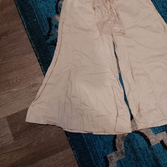 Forever Twenty One Wide-Leg Pants with Tie Belt Size M 100%LINEN - Picture 3 of 5